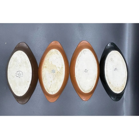HF Coors | Dining | H F Coors China Oval Au Gratin Dishes  H F Coors China Oval Au Gratin Dishes Chefsware 75H Black Brown Orange Set Of 4
